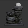 Stone Tiered Garden Fountain Ornament With Top White Sphere Decor
