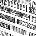 Decorative Metal Railings With Various Ornate Patterns And Different Design Styles 3d model