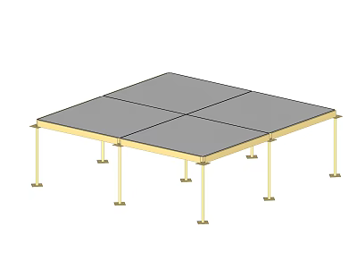 Wooden Floor with Metal Support Legs Elevated Structural Design and Installation System 3d model
