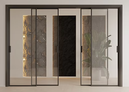 Modern sliding door glass sliding door frosted glass door kitchen door sliding door swing door sliding door balcony door 3d model