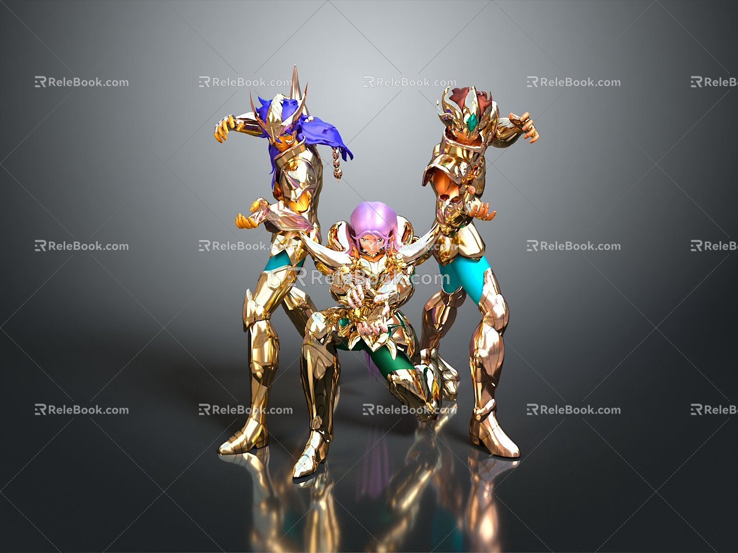 Saint Purple Dragon Glacier One Grey Gold Saint Cartoon Characters Virtual Characters Fantasy Characters model