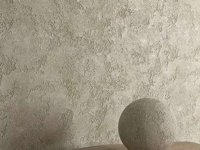 Spherical Textured Decorative Component With Rough Wall Surface And Wooden Table 3d model