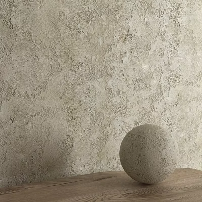 Spherical Textured Decorative Component With Rough Wall Surface And Wooden Table 3d model