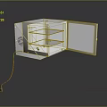 White Computer Equipment Cabinet With Open Door Multiple Shelves And Control Panel