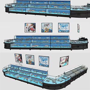 Modern Seafood Pond Supermarket Seafood Pond 3d model