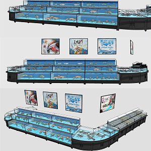 Modern Seafood Pond Supermarket Seafood Pond 3d model