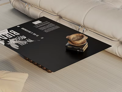 Modern Living Room Black Coffee Table With Stack Of Books And Decorative Bowl 3d model