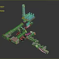 Industrial Facility Structure With Tower Pipes Platforms And Metal Components