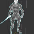 Game and Movie Character with Silver White Body Green Patterns Holding Long Sword