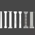Classical Roman Columns In Various Styles With Marble And Stone Capitals 3d model