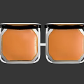 Modern Two Seater Chairs With White Frame Orange Seat Backrest Armrests And Perforated Design