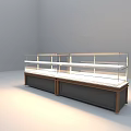 Sweet Shop Glass Display Cases With Dark Wooden Cabinets And White Countertops