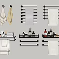 Wall Mounted Bathroom Accessories Featuring Towel Racks Shelves Towels and Toiletries