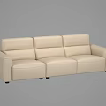 Modern Beige Leather Sofa Set With Comfortable Backrest And Sleek Armrest Design 3d model
