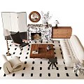 Modern Sofa And Coffee Table Set With Black White Rug Accent Chair And Floor Lamp