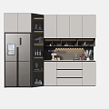 Modern Kitchen Wine Cabinet With Glass Doors Wine Bottles And Storage Shelves Design