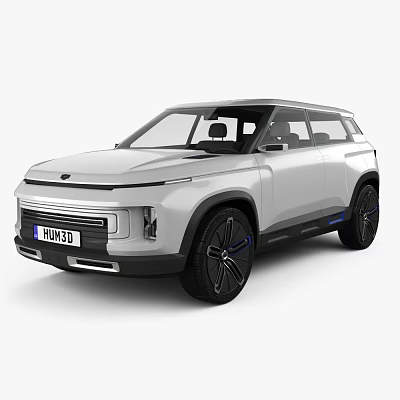 White Modern SUV With Sleek Front Grille LED Headlights Black Wheels And Blue Accents 3d model