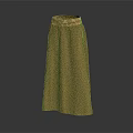 Elegant Brown Long Skirt With Golden Decorative Waistband And Flowing Silhouette