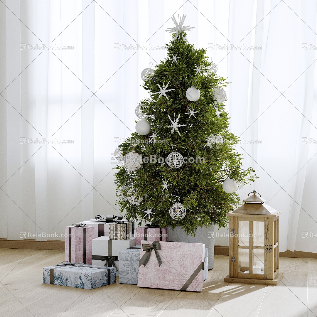 Modern beautiful christmas tree decorations 3d model