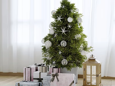 Modern beautiful christmas tree decorations 3d model