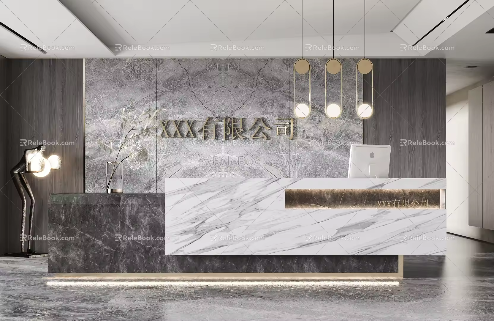 Modern Reception Desk Front Desk 3d model