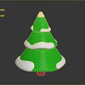 Green Decorative Tree With White Snowy Ornaments And Brown Trunk For Festive Holiday