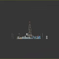 Oilfield Drilling Equipment Setup With Rig Trucks Containers And Storage Tanks