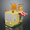Daily Use Yellow Food Truck with Red and White Striped Awning and Orange Taco Sign
