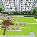 Modern Residential Landscape With Grass Lawn Trees Water Feature And Stone Pathways