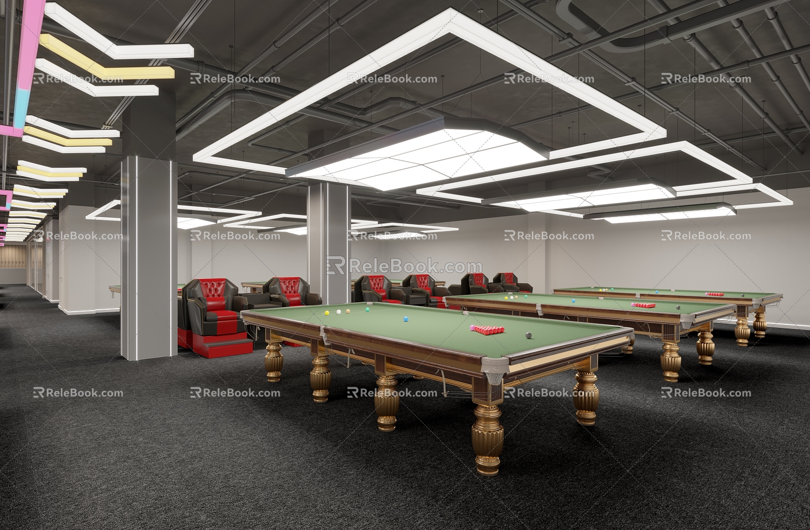 Modern Snooker Billiard Room Billiard Table 3d model