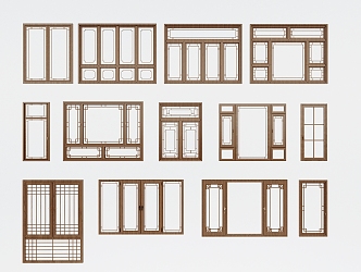 New Chinese-style Window Combination Chinese-style Solid Wood casement window Grated window Hollow-out window Floor-to-ceiling window Antique window 3d model