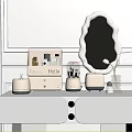 Elegant Vanity Table With Perfume Bottles Cosmetics Storage Boxes And Mirror 3d model