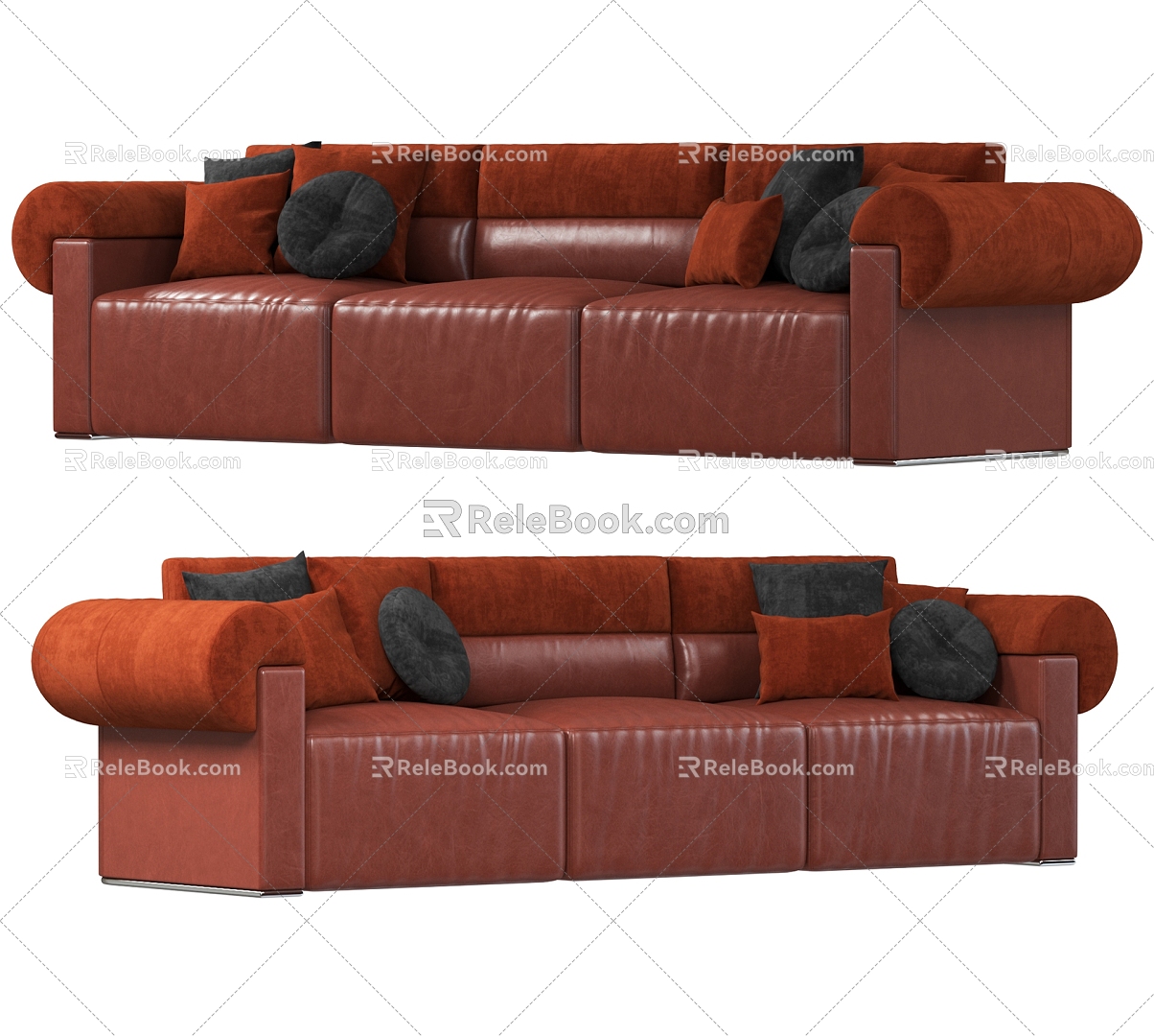 Multiplayer Sofa Leather Living Room Office Lobby 3d model