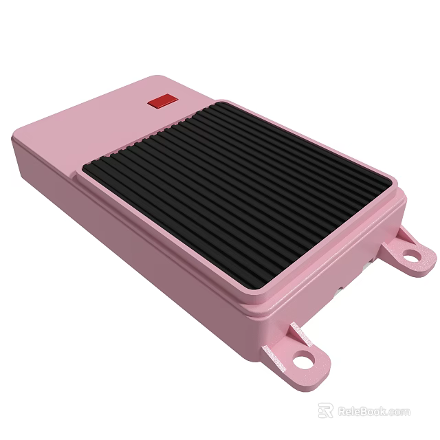 Pink Foot Switch With Black Pedal Red Button And Mounting Holes 3d model
