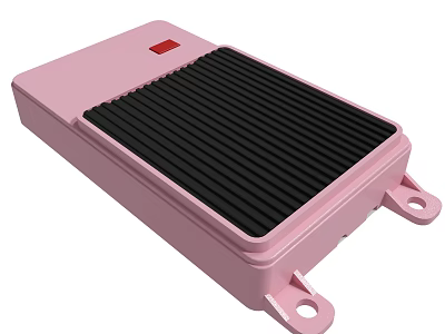 Pink Foot Switch With Black Pedal Red Button And Mounting Holes 3d model