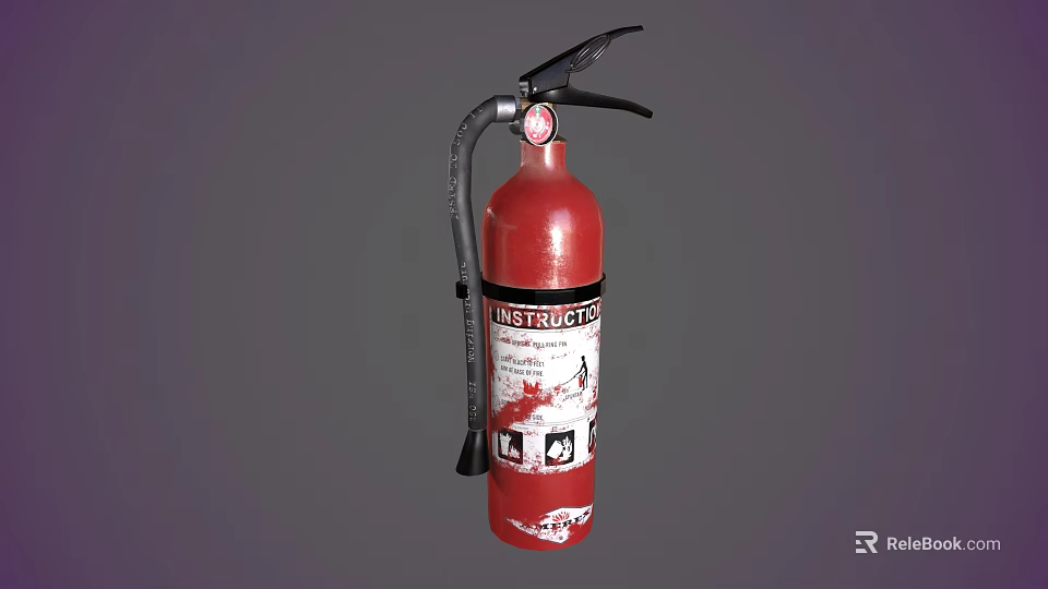 Red Fire Extinguisher As Essential Fire Equipment With Instruction Labels And Safety Illustrations 3d model 