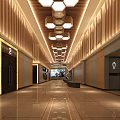 Modern Cinema Lobby Interior With Geometric Ceiling Lights And Rest Seating Areas