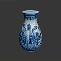 Blue And White Ceramic Vase With Delicate Floral Pattern For Home Decor