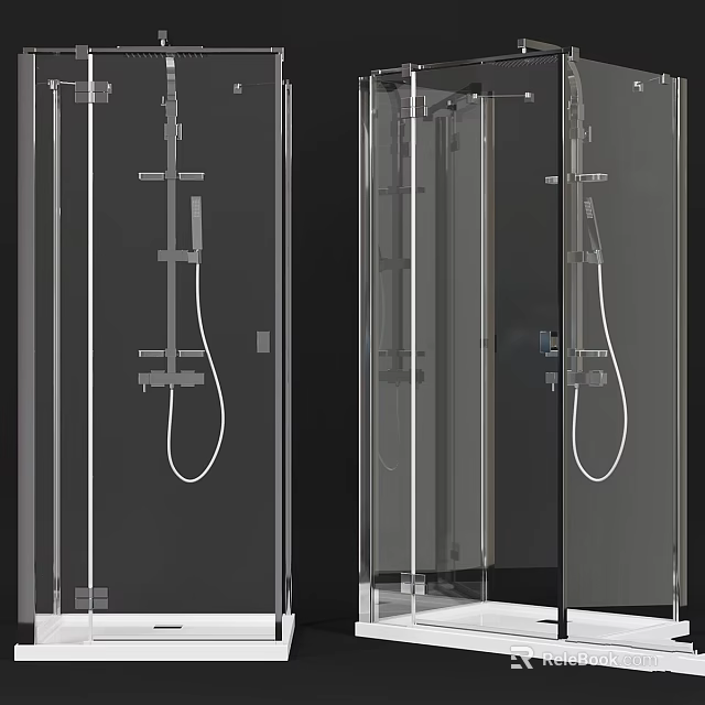 Modern Shower Sauna Interior Design With Glass Enclosure And Steam Shower System 3d model 