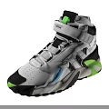 Stylish High Top White Shoes With Black Green Blue Accents And Chunky Sole Design
