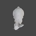 White Rabbit 3D Model in Sitting Pose with Long Ears and Red Eyes