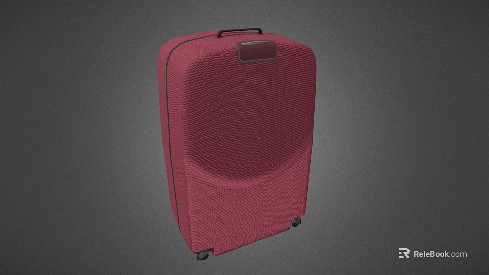 Durable Stylish Red Suitcase With Textured Surface Handle And Rolling Wheels 3d model 