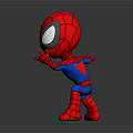 Cartoon Style Spider Man 3D Rendered With Red Blue Costume And Action Pose