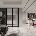 Modern Luxury Living Dining Room Interior With Sofa Dining Table And Chandelier