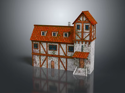 European-style cartoon building farm farm house farmer house 3d model
