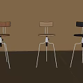 Modern Bar Stools With Wooden And Black Seats And Metal Frame Simple Design