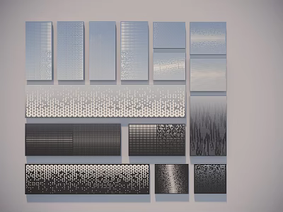 Feature Wall Design With Various Textured Metal Panels In Silver And Gray Tones 3d model