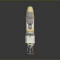 Sci Fi Rocket Model With Circular Front Silver Metallic And Red Yellow Structures