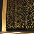 Elegant Modern Room Divider With Gold Frame And Intricate Cutout Patterns 3d model