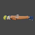 Anime Character With Yellow Spiky Hair Forehead Protector Orange Jacket Blue Details White Fur Collar And Scroll On Shoulder